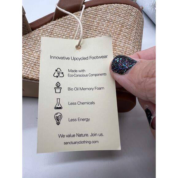 Sanctuary Wink Leather Ankle Strap Woven Brown Wedge Sandals Women’s 10 - Picture 6 of 9